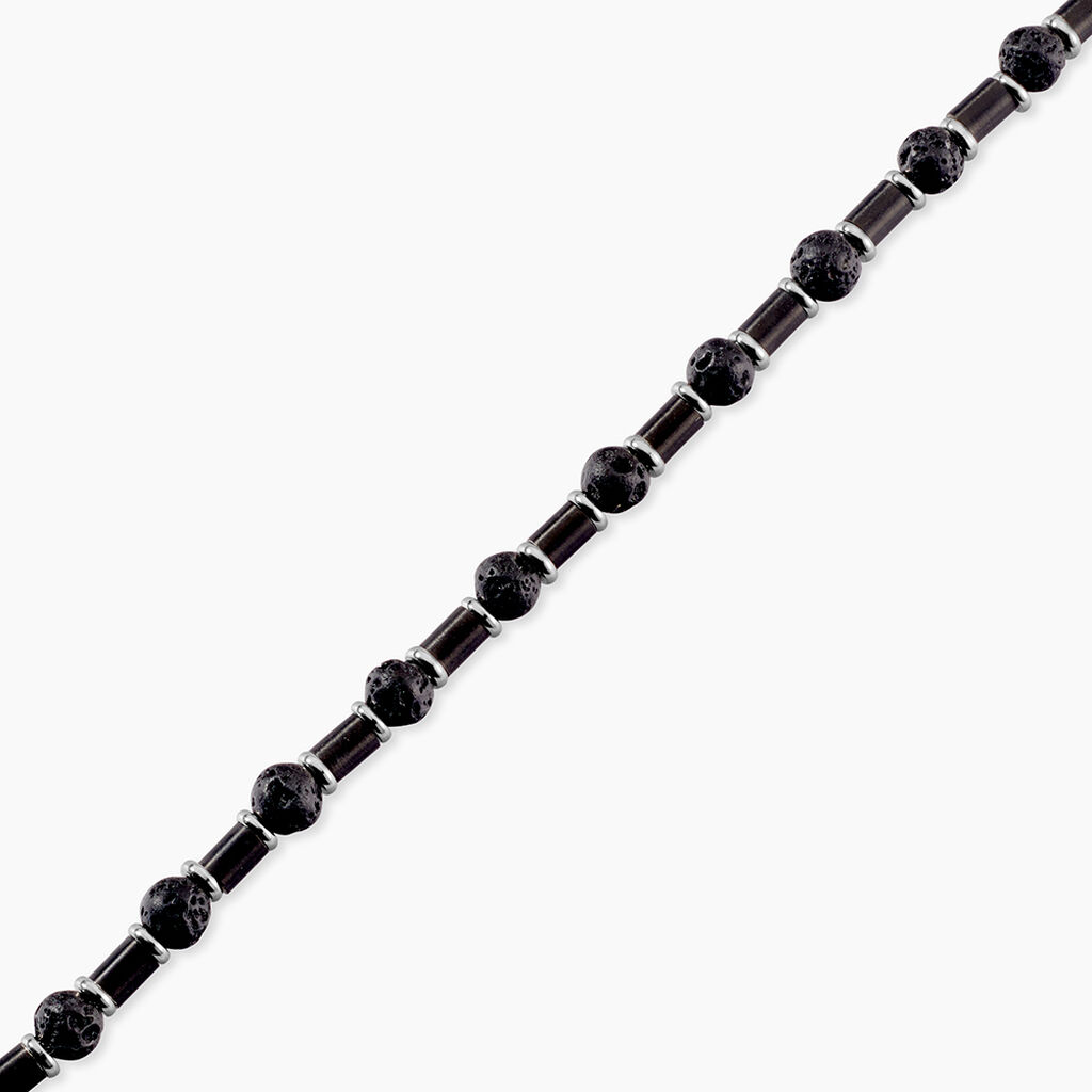 Bracelet Silas Acier Noir Pierre De Lave - Bracelets Homme | Histoire d&rsquo;Or