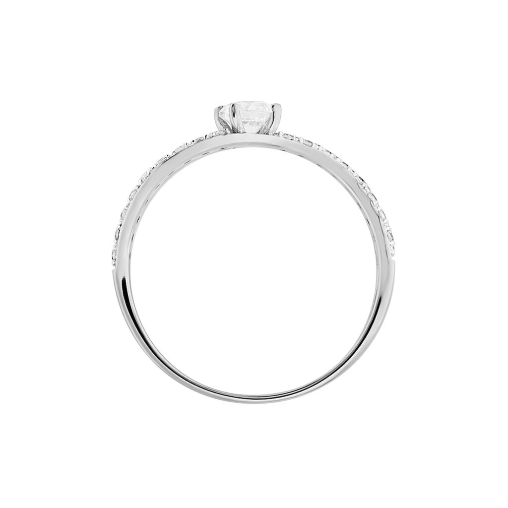 Bague Vrille Double Or Blanc Oxyde De Zirconium - Bagues solitaires Femme | Histoire d’Or