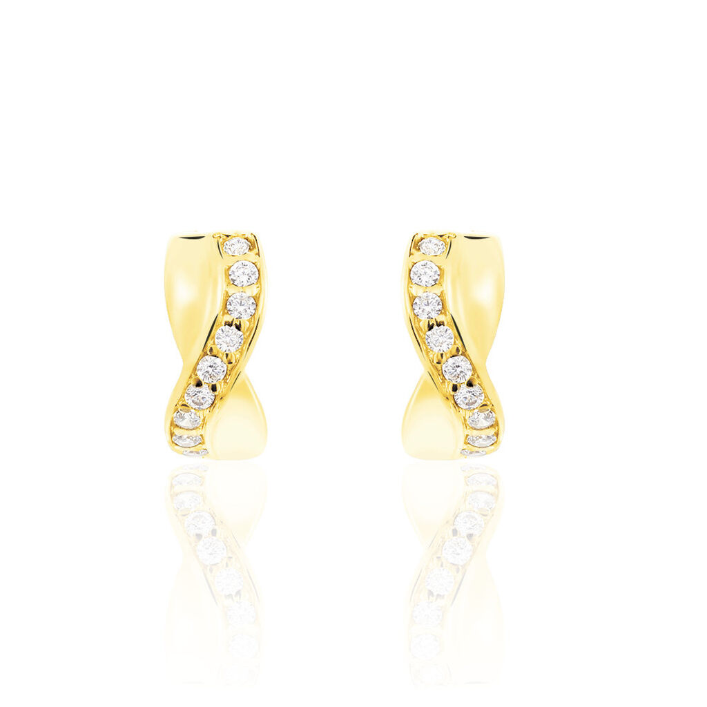 Boucles D'oreilles Izefia Rondes Or Jaune Oxyde De Zirconium - Boucles d'oreilles créoles Femme | Histoire d’Or