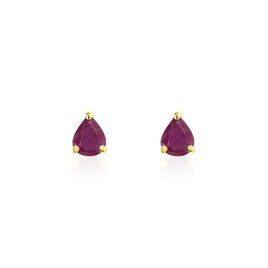 Boucles D'oreilles Puces Or Jaune Isador Rubis - Clous d'oreilles Femme | Histoire d’Or