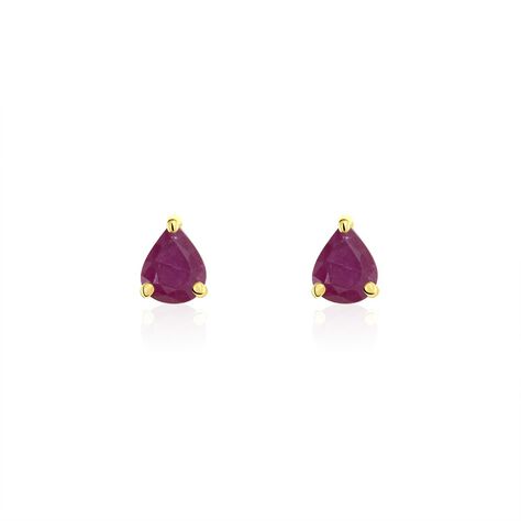 Boucles D'oreilles Puces Or Jaune Isador Rubis - Clous d'oreilles Femme | Histoire d’Or