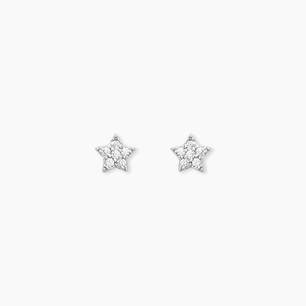 Boucles D'oreilles Puces Ziya Argent Blanc Oxyde De Zirconium - Boucles d'oreilles fantaisie Femme | Histoire d&rsquo;Or