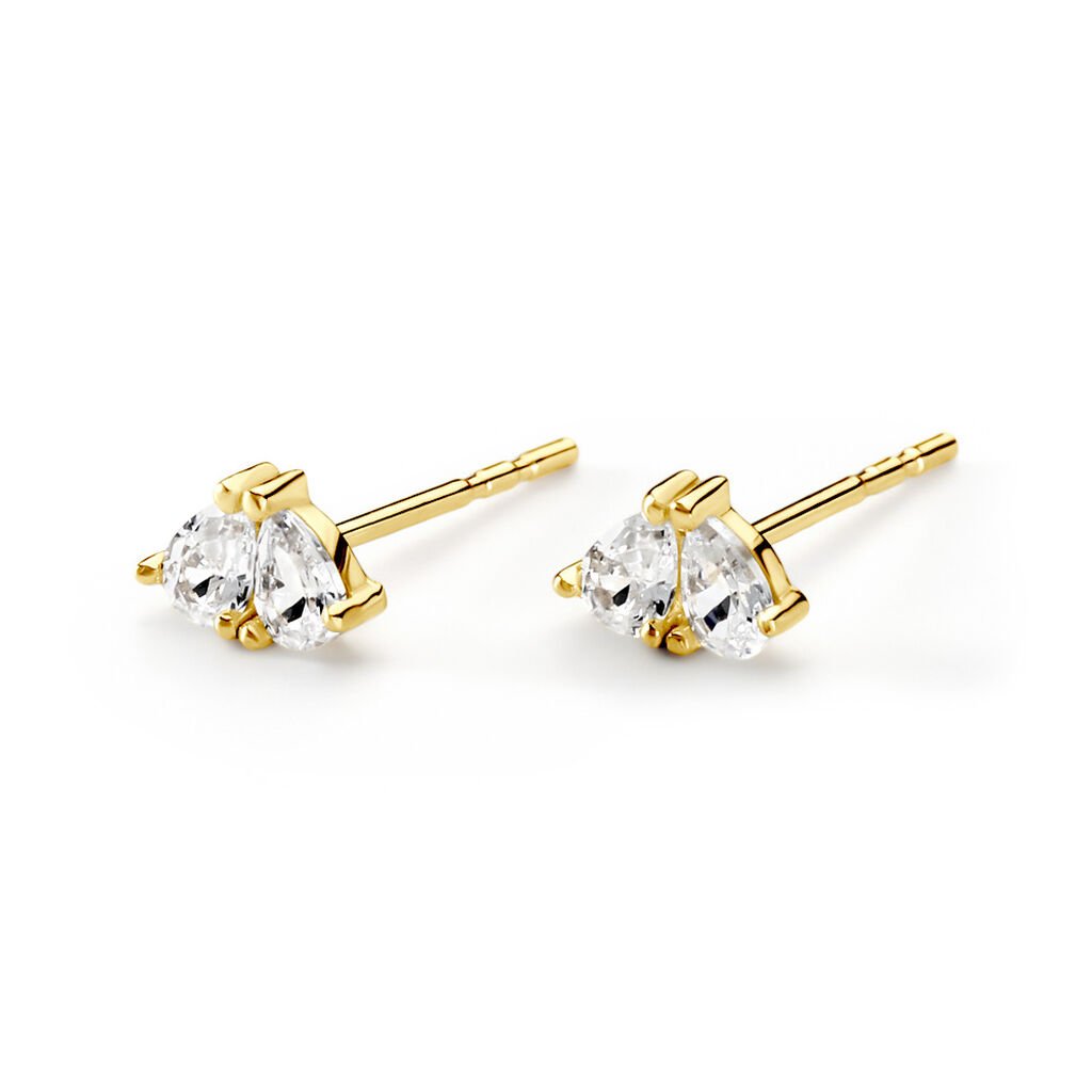 Boucles D'oreilles Puces Amandia Or Jaune Oxyde De Zirconium - Clous d'oreilles Femme | Histoire d&rsquo;Or