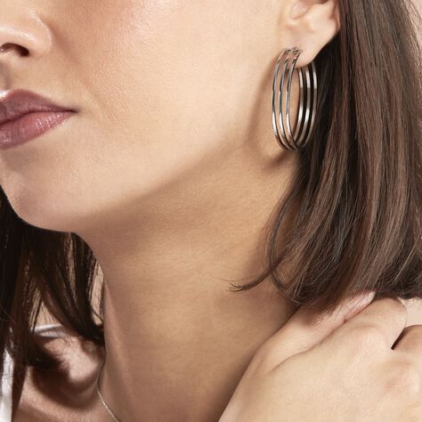Créoles Adel Acier Blanc - Boucles d'oreilles créoles Femme | Histoire d’Or