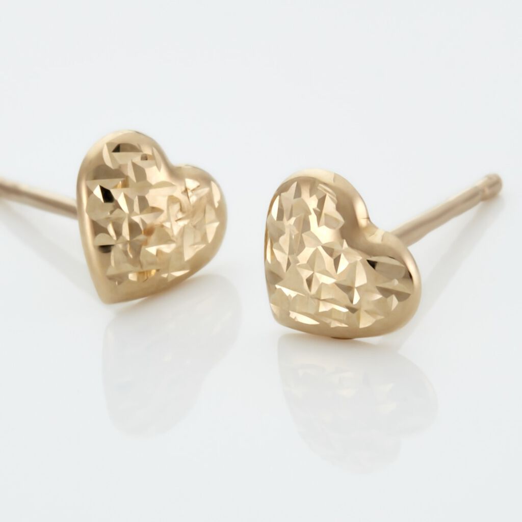 Boucles D'oreilles Puces Arisaema C&oelig;ur Or Jaune - Clous d'oreilles Enfant | Histoire d&rsquo;Or