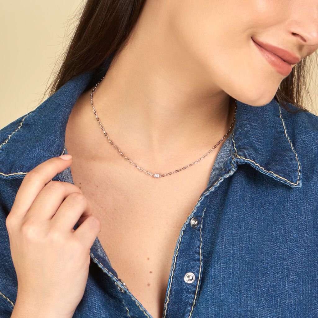 Collier Nexus Argent Blanc Oxyde De Zirconium - Colliers fantaisie Femme | Histoire d’Or