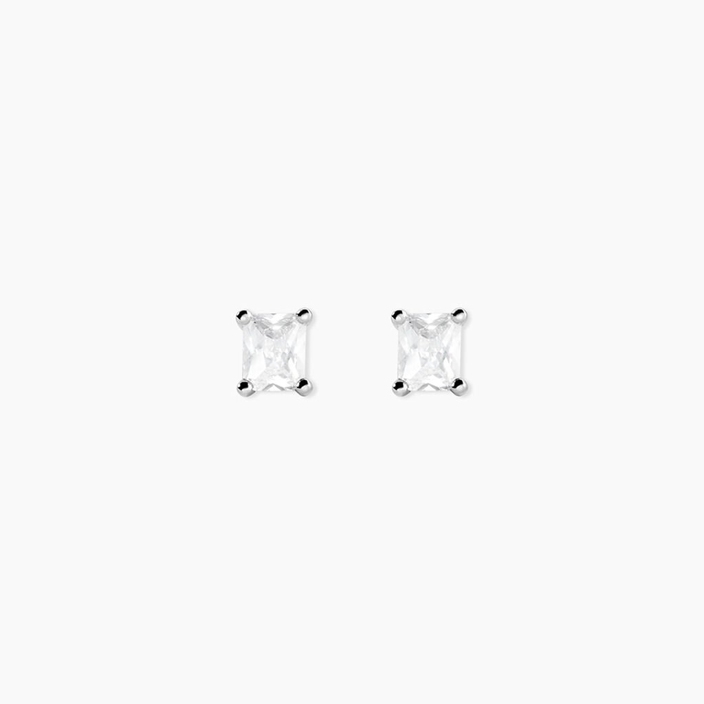Boucles D'oreilles Puces Mathilda Argent Blanc Oxyde De Zirconium - Boucles d'oreilles fantaisie Femme | Histoire d’Or