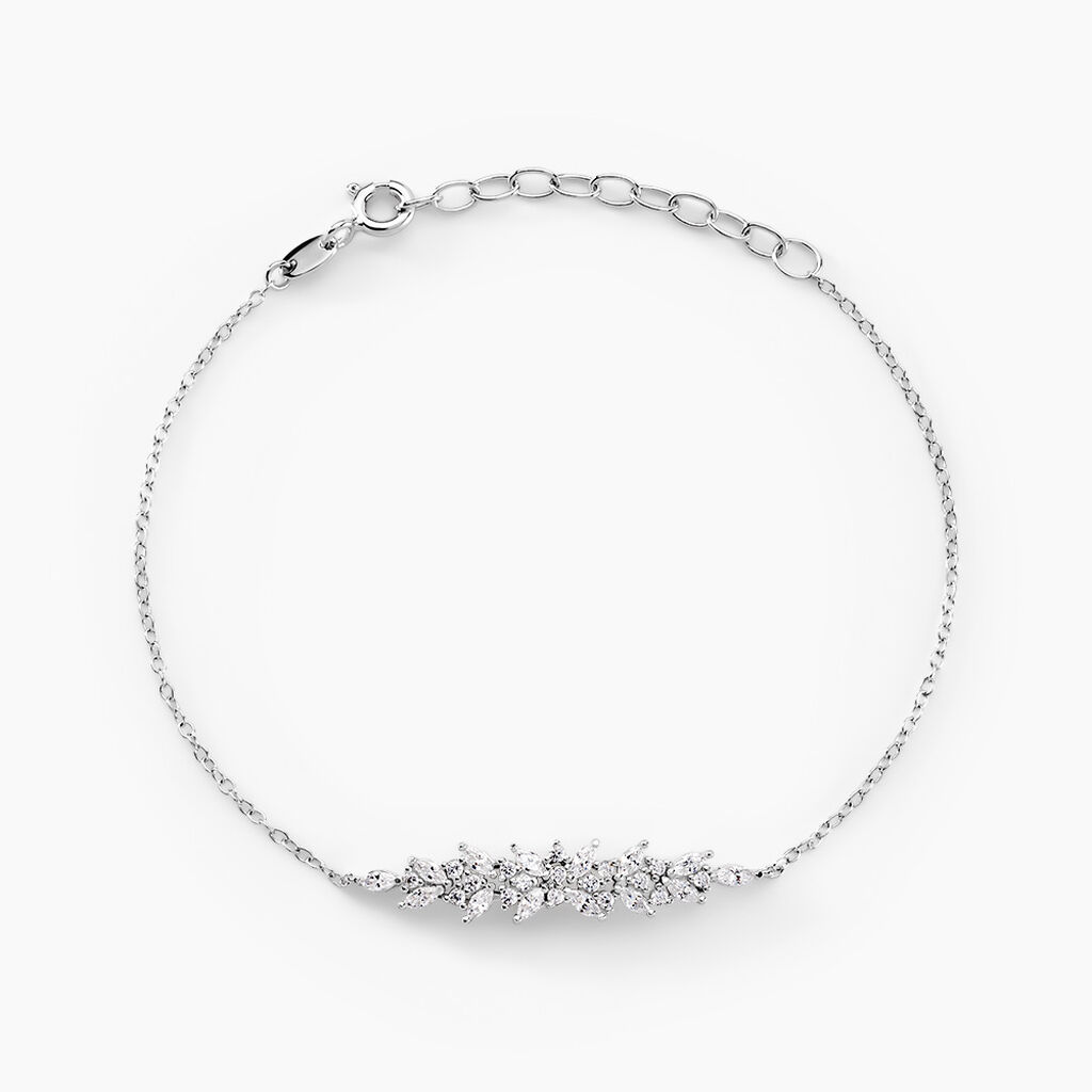 Bracelet Argent Blanc Precieux Flocon Oxyde De Zirconium