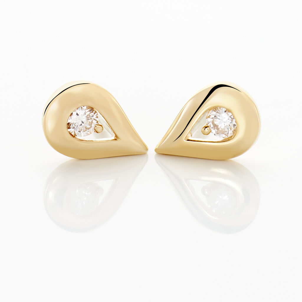 Boucles D'oreilles Puces Purete Or Jaune Diamant - Clous d'oreilles Femme | Histoire d&rsquo;Or