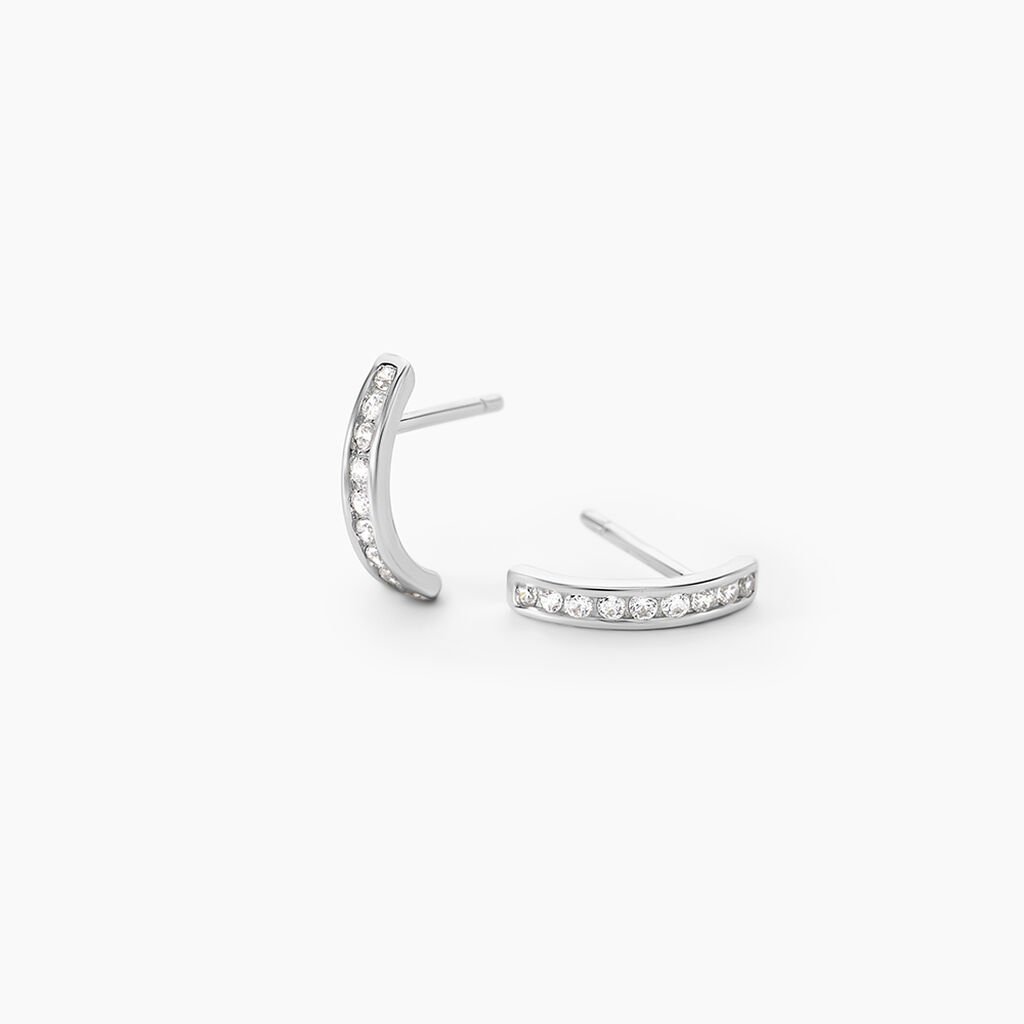 Boucles D'oreilles Puces Elenore Argent Blanc Oxyde De Zirconium - Nouveautés Femme | Histoire d’Or