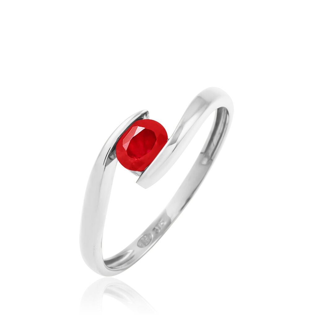 Bague Camilia Or Blanc Rubis - Bagues solitaires Femme | Histoire d&rsquo;Or
