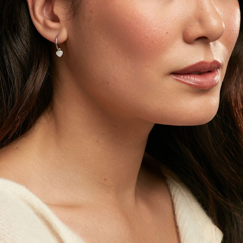 Créoles Ili Argent Rhodié Oxyde De Zirconium - Boucles d'oreilles créoles Femme | Histoire d’Or