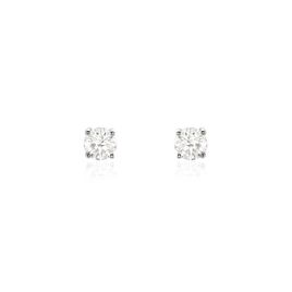 Boucles D'oreilles Puces Or Blanc  Diamants Synthétique - Clous d'oreilles Femme | Histoire d’Or