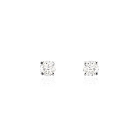 Boucles D'oreilles Puces Or Blanc  Diamants Synthétique - Clous d'oreilles Femme | Histoire d’Or