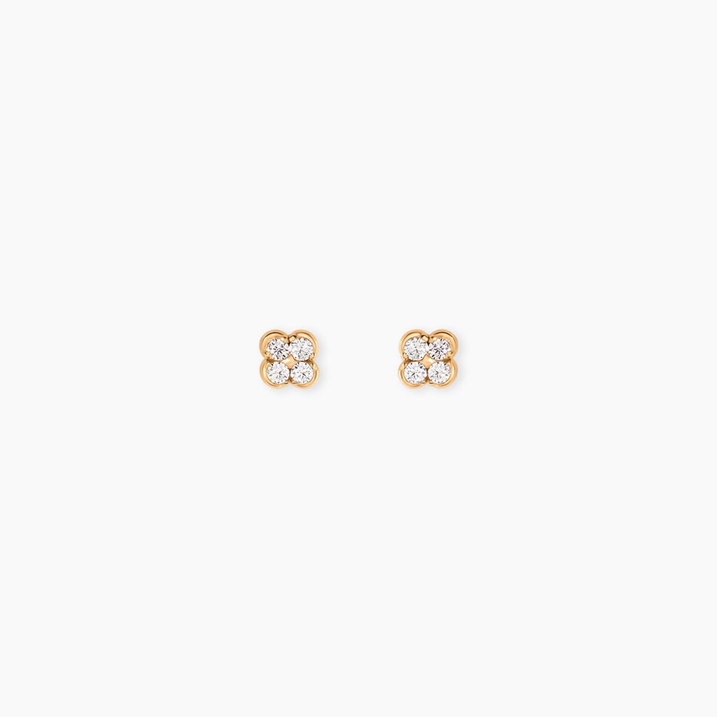 Boucles D'Oreilles Puces Magella Plaqu&eacute; Or Jaune Oxyde De Zirconium - Boucles d'oreilles fantaisie Femme | Histoire d&rsquo;Or