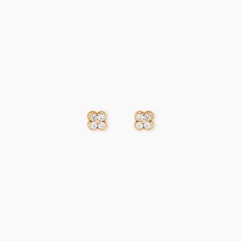 Boucles D'Oreilles Puces Magella Plaqu&eacute; Or Jaune Oxyde De Zirconium - Boucles d'oreilles fantaisie Femme | Histoire d&rsquo;Or