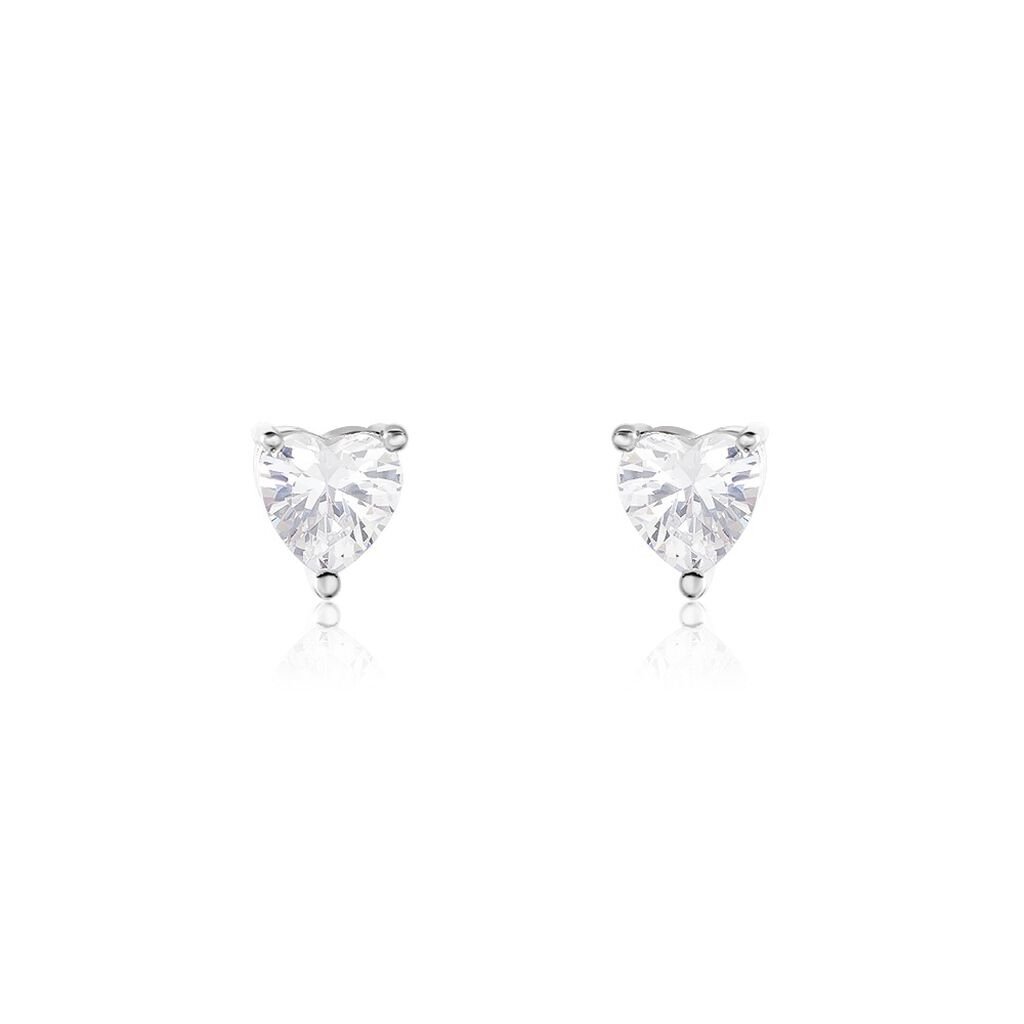 Boucles D'oreilles Puces Breana Argent Blanc Oxyde De Zirconium - Boucles d'oreilles fantaisie Femme | Histoire d&rsquo;Or