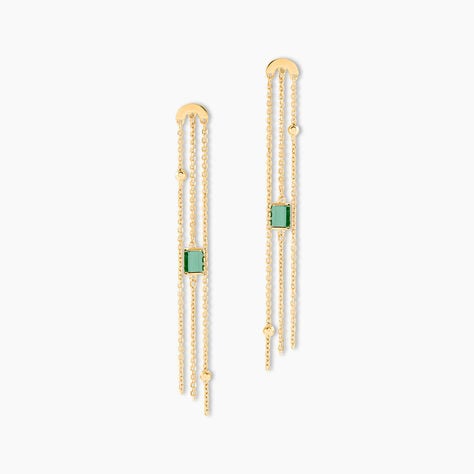 Boucles D'oreilles Pendantes Mirage Or Jaune Malachite -  Femme | Histoire d’Or