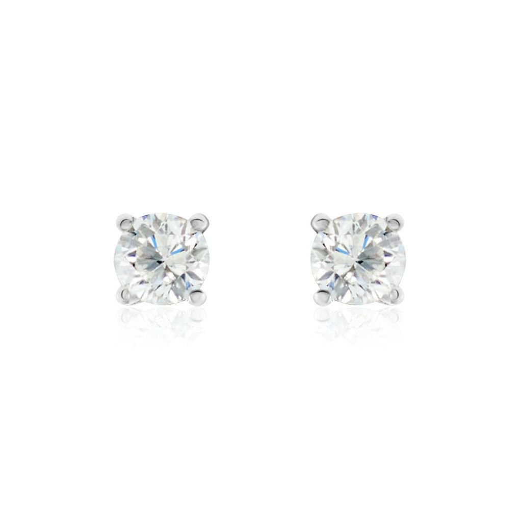 Boucles D'oreilles Puces Or Blanc Victoria Diamants - Clous d'oreilles Femme | Histoire d’Or