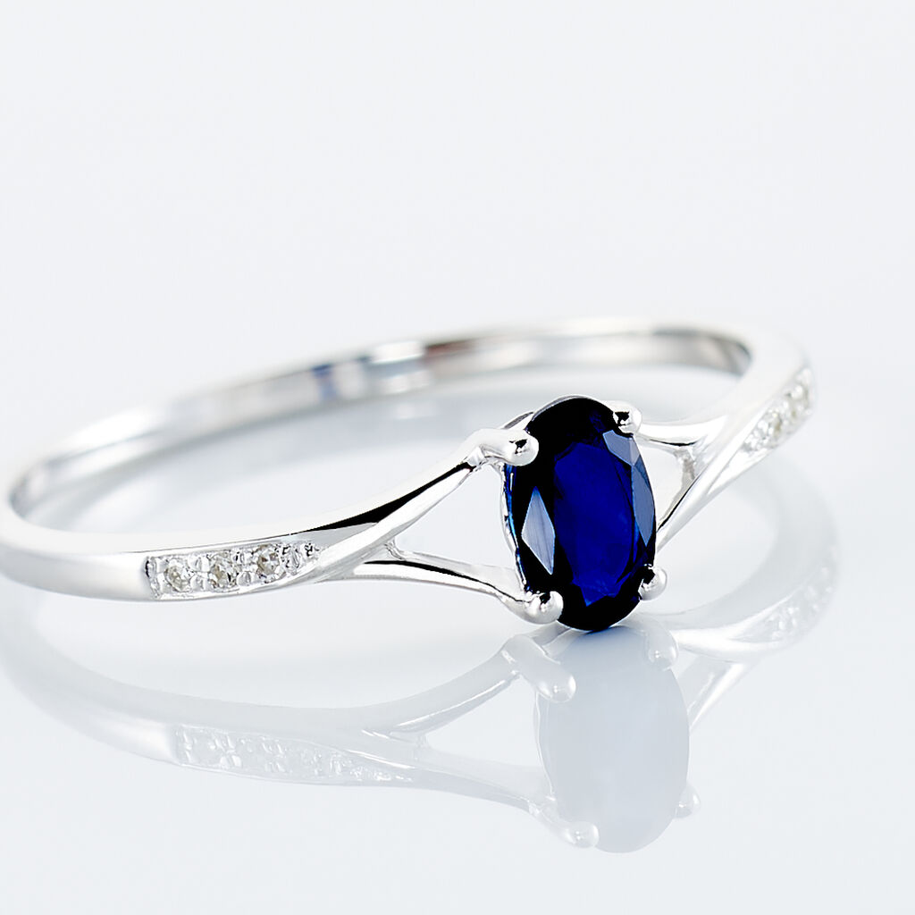 Bague Charmante Or Blanc Saphir Et Diamant - Bagues solitaires Femme | Histoire d’Or