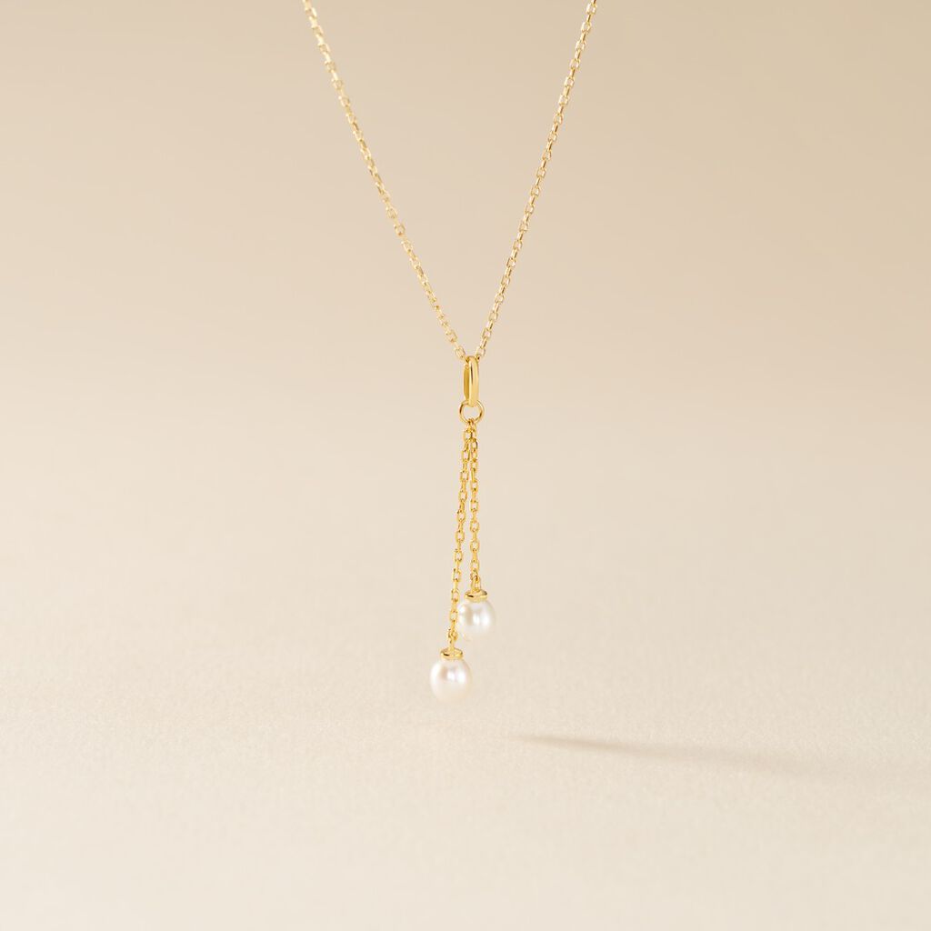 Collier Carrine 2 Fils Or Jaune Perle De Culture - Colliers Femme | Histoire d’Or
