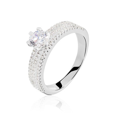 Bague Solitaire Ellora Argent Blanc Oxyde De Zirconium - Bagues solitaires Femme | Histoire d&rsquo;Or