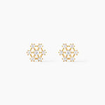 Boucles D'oreilles Puces Eileen Flocon Or Jaune Oxyde De Zirconium - Clous d'oreilles Femme | Histoire d&rsquo;Or