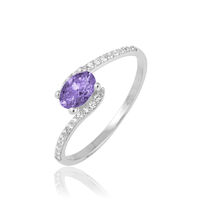 Bague Loriane Or Blanc Amethyste Et Oxyde De Zirconium