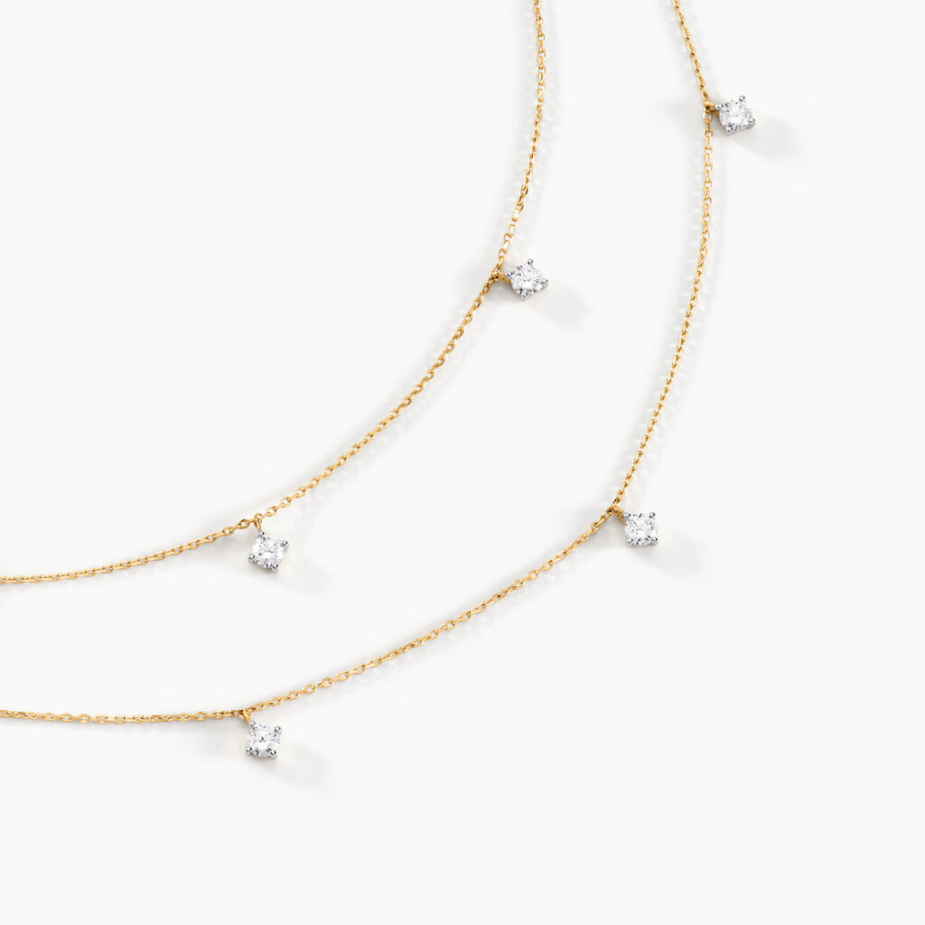 Collier Or Jaune Eclat D'etoile Oxyde De Zirconium