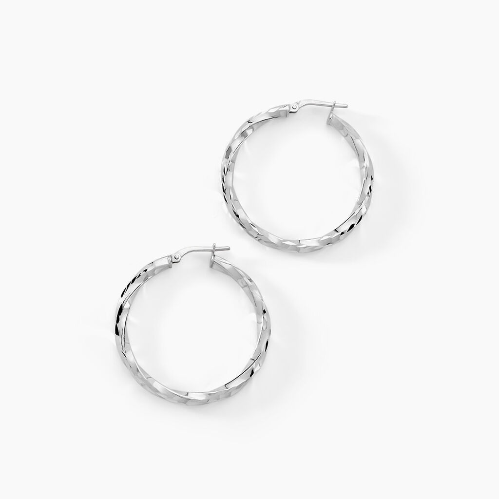 Cr&eacute;oles Argent Blanc Diane - Boucles d'oreilles cr&eacute;oles Femme | Histoire d&rsquo;Or