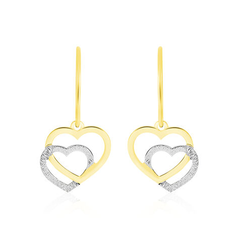 Boucles D'oreilles Pendantes Hedley Or Bicolore - Boucles d'Oreilles Coeur Femme | Histoire d’Or