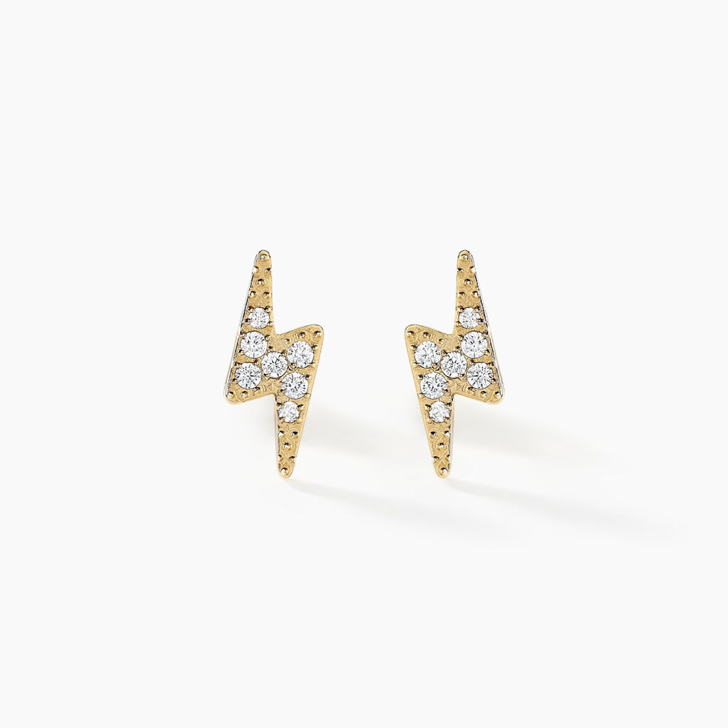 Boucles D'oreilles Puces Acier Dor&eacute; Cristal - Boucles d'oreilles fantaisie Femme | Histoire d&rsquo;Or