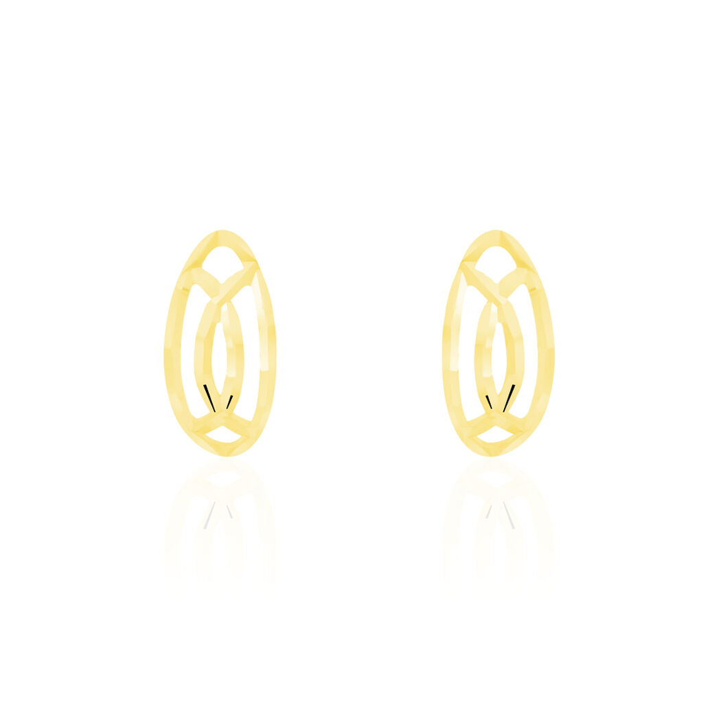Boucles D'oreilles Puces Elodile Ovale Or Jaune - Clous d'oreilles Femme | Histoire d’Or