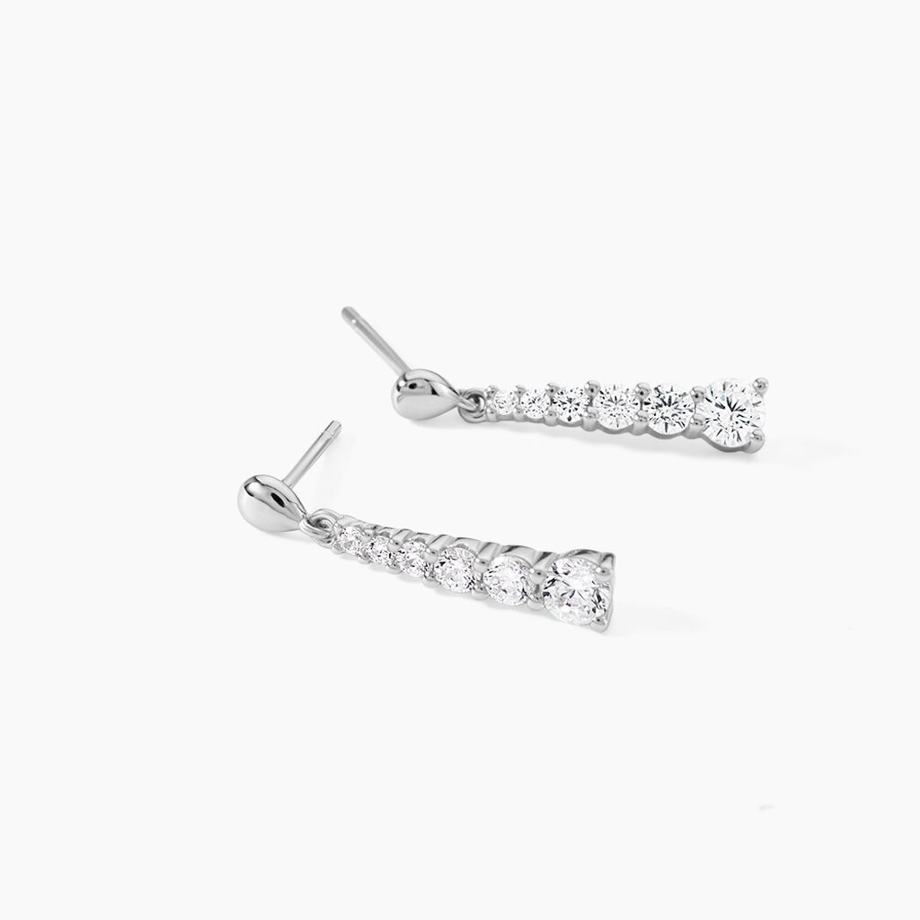 Boucles D'oreilles Pendantes Dervla Argent Rhodi&eacute; Oxyde De Zirconium - Boucles d'oreilles fantaisie Femme | Histoire d&rsquo;Or