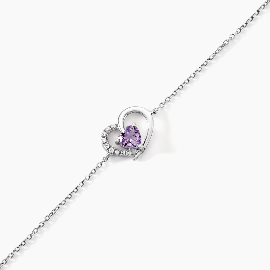 Bracelet Eliana Or Blanc Amethyste Et Oxyde De Zirconium - Bracelets Femme | Histoire d&rsquo;Or
