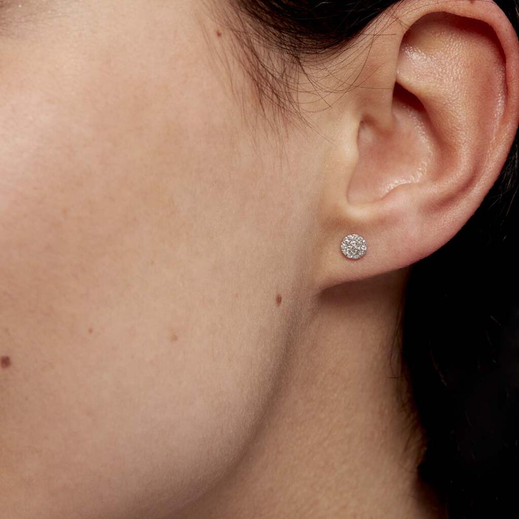 Boucles D'oreilles Puces Teani Or Blanc Diamant - Clous d'oreilles Femme | Histoire d’Or