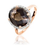 Bague Anna Or Rose Quartz Et Diamant - Bagues solitaires Femme | Histoire d&rsquo;Or