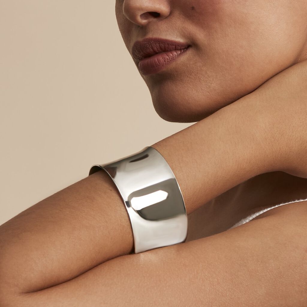 Bracelet Manchette Bento Acier Blanc - Bracelets manchettes Femme | Histoire d’Or