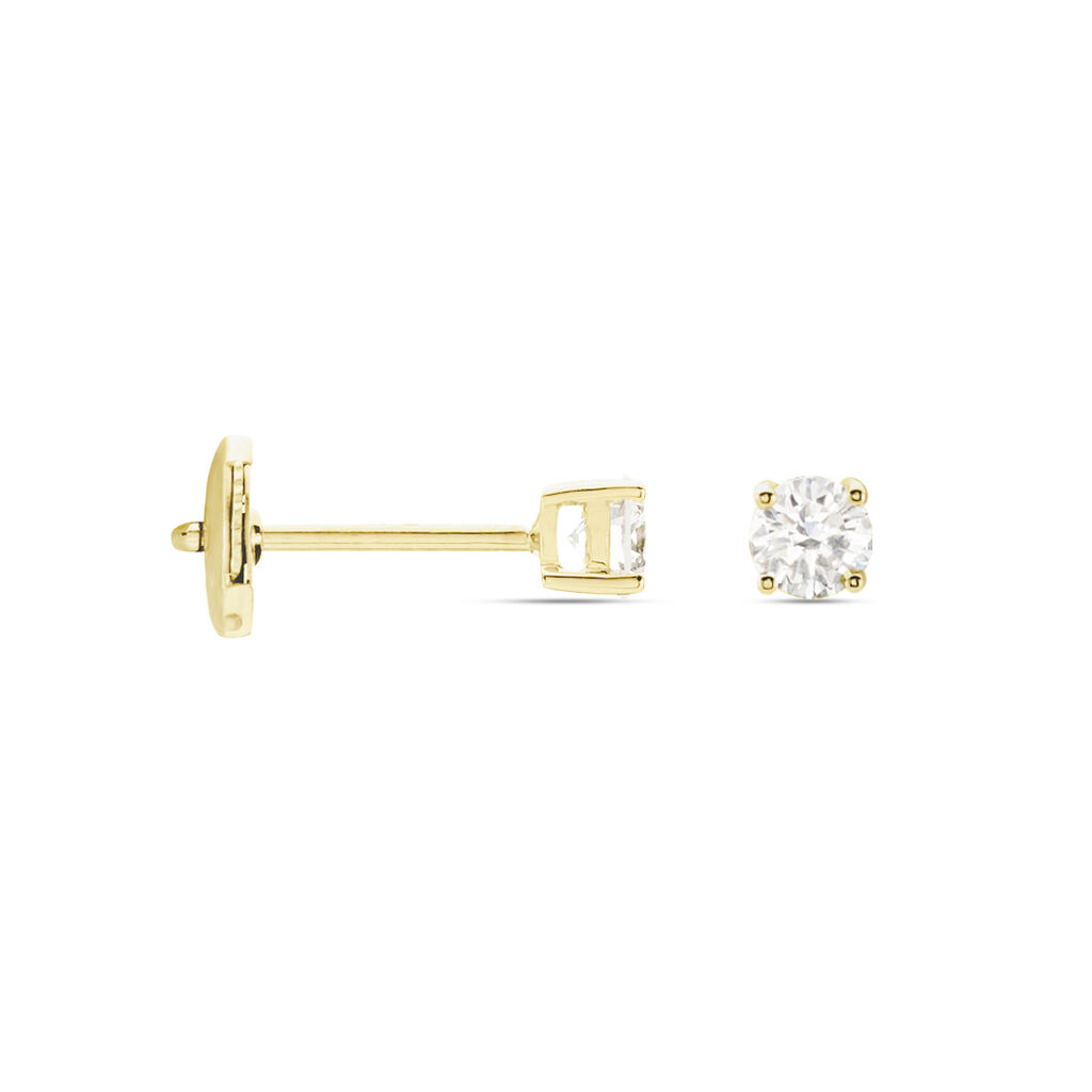 Boucles D'oreilles Puces Or Jaune Diamants Synthetique - Clous d'oreilles Femme | Histoire d’Or