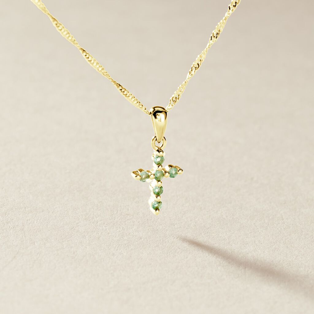 Pendentif Or Jaune Stanley Emeraude - Pendentifs Communion Femme | Histoire d&rsquo;Or