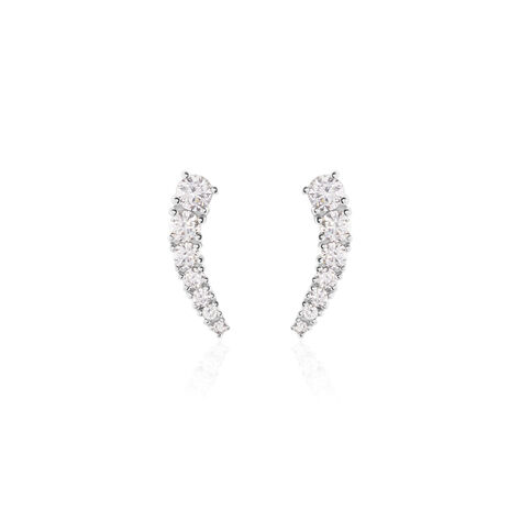 Boucles D'oreilles Grimpantes Aldrick Argent Blanc Oxyde De Zirconium - Boucles d'oreilles fantaisie Femme | Histoire d&rsquo;Or
