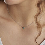 Collier Or Blanc Febe Emeraude Diamant - Colliers Femme | Histoire d&rsquo;Or