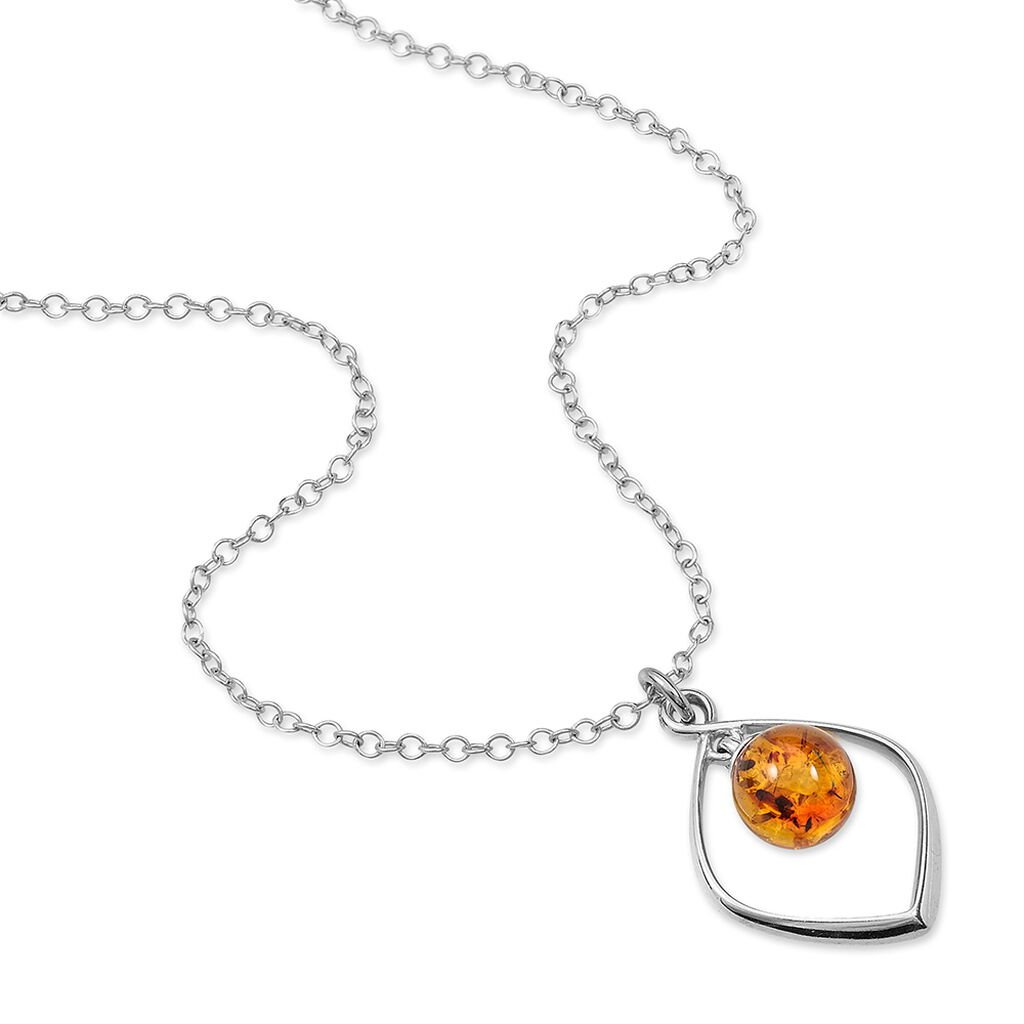 Collier Iva Argent Blanc Ambre - Colliers fantaisie Femme | Histoire d&rsquo;Or