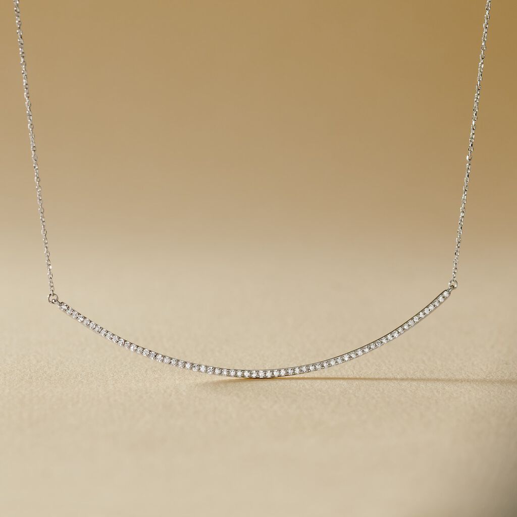 Collier Fanchette Or Blanc Diamant - Colliers Femme | Histoire d’Or
