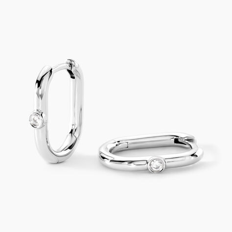 Créoles Infini Pop Argent Blanc Oxyde De Zirconium - Boucles d'oreilles créoles Femme | Histoire d’Or