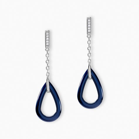 Boucles D'oreilles Pendantes Peer Argent Blanc Oxyde De Zirconium - Boucles d'oreilles fantaisie Femme | Histoire d’Or
