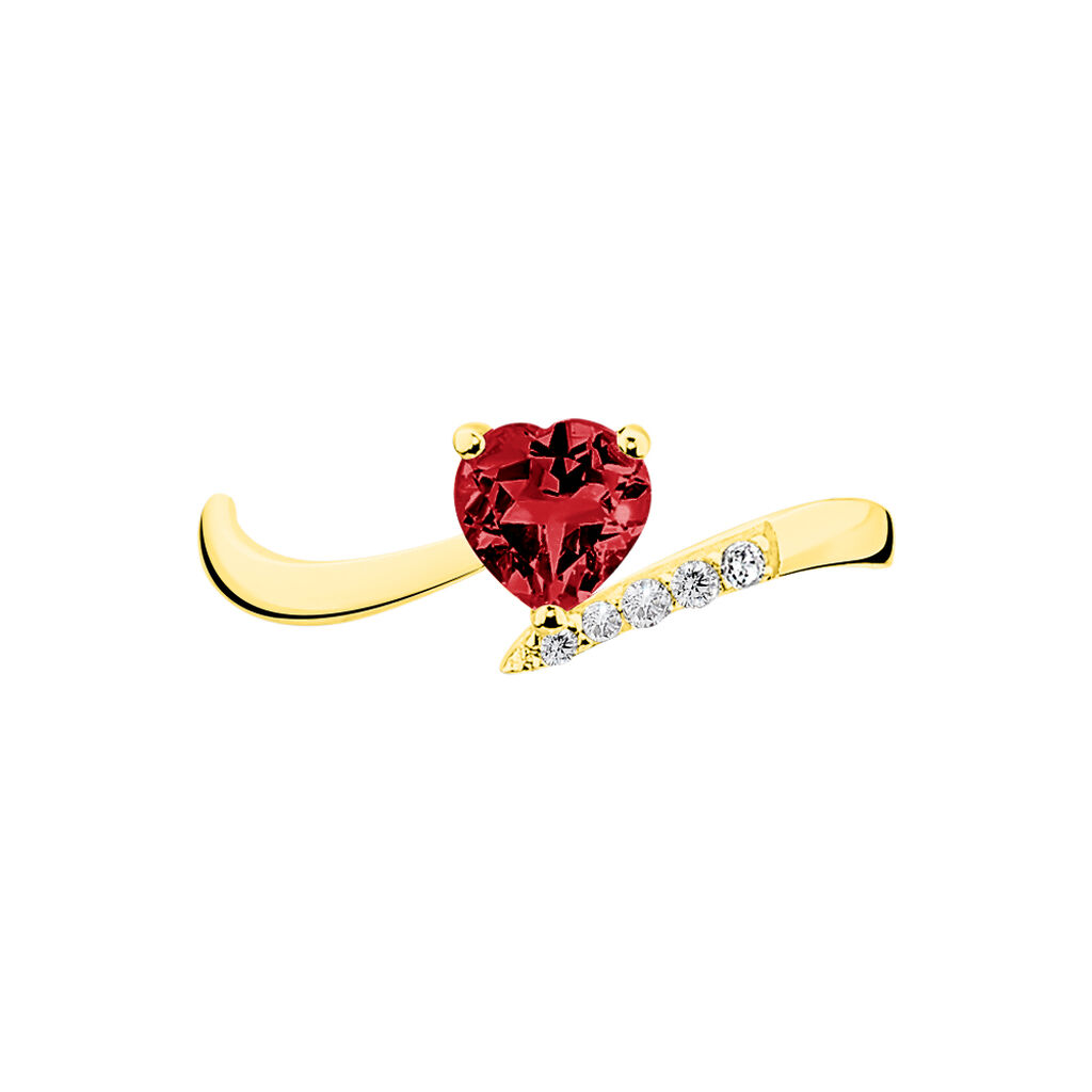 Bague Eva Or Jaune Grenat Et Diamant - Bagues solitaires Femme | Histoire d’Or