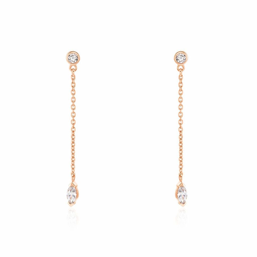 Boucles D'oreilles Pendantes Kenta Argent Rose Oxyde De Zirconium - Boucles d'oreilles fantaisie Femme | Histoire d&rsquo;Or