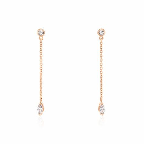 Boucles D'oreilles Pendantes Kenta Argent Rose Oxyde De Zirconium - Boucles d'oreilles fantaisie Femme | Histoire d&rsquo;Or