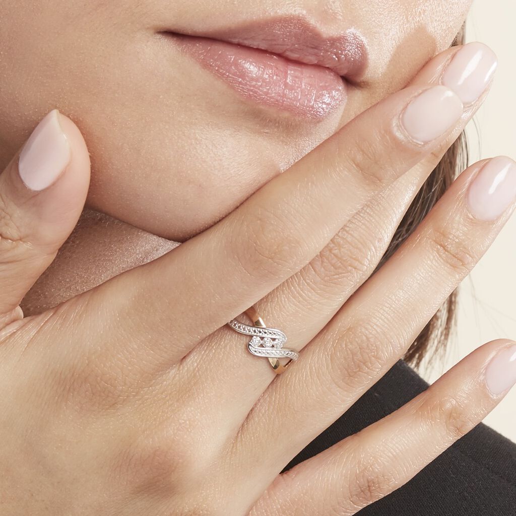 Bague Or Bicolore Aatu Diamants - Bagues avec pierre Femme | Histoire d’Or